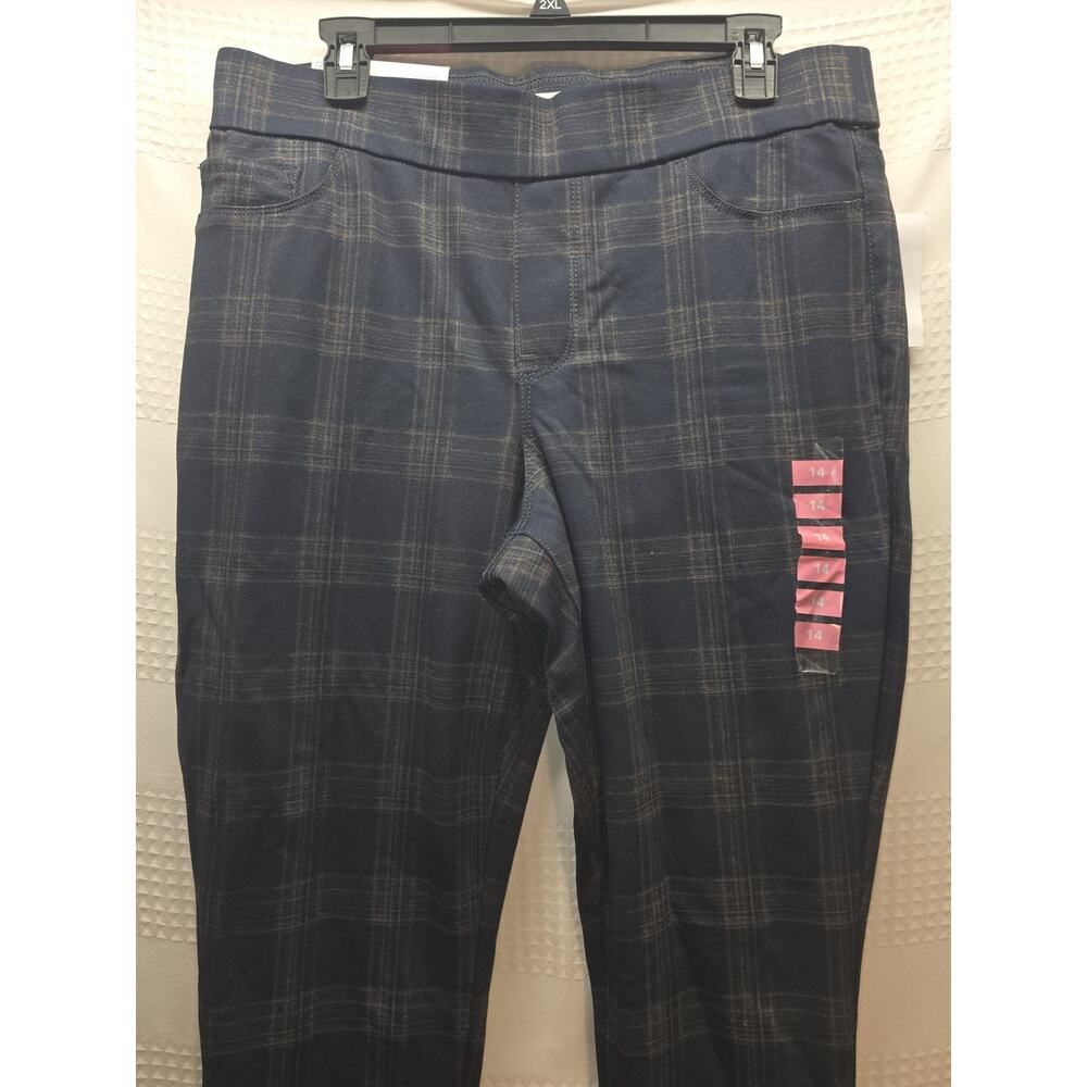 Nine West Ponte Heidi Pants Size 14 Womens Plaid - Picture 2 of 10